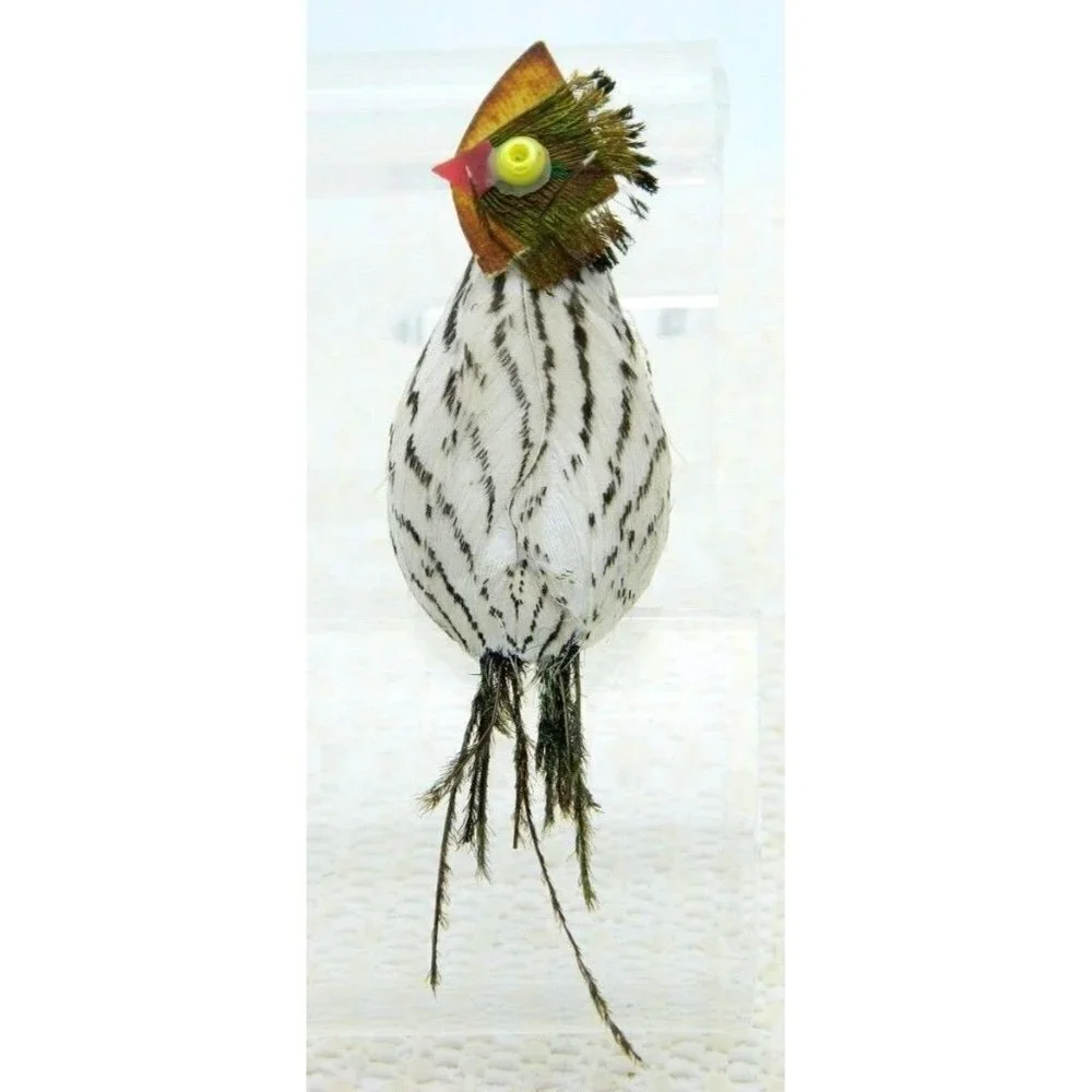 Feather Artist Made One Eyed Bird Pin Brooch Vintage